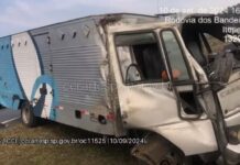 Caminhão para transporte de presos se envolve em acidente na Rodovia Bandeirantes em Itupeva