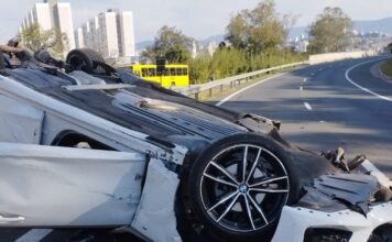 BMW capota em rodovia que liga Caxambu à Av Frederico Ozanan