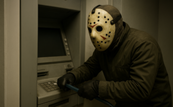 Criminoso fantasiado com máscara de Jason tenta arrombar caixa eletrônico da Caixa em Jarinu